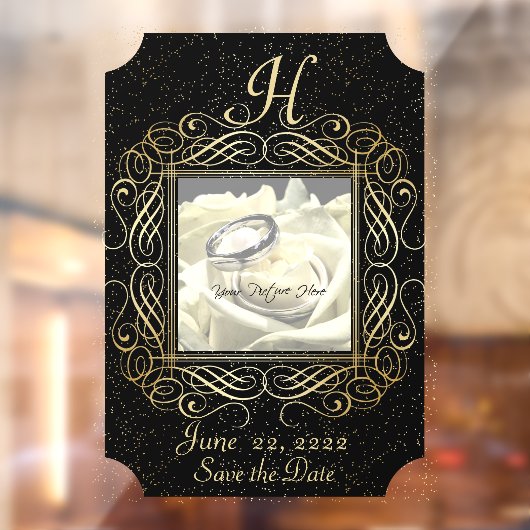 Autocollant Pour Fenêtre Enregistrer la date Elegant Gold Foil Dots Look Sc (Feuille 2)