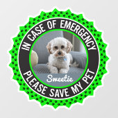 Autocollant Pour Fenêtre Enregistrer Mon Animal De Sécurité Nom Photo Coule (Feuille)