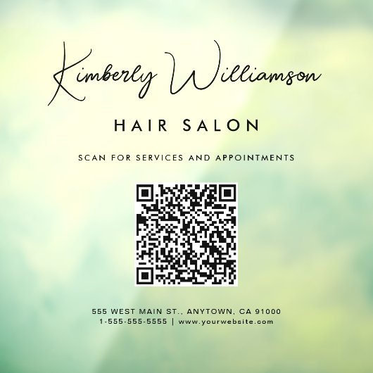 Autocollant Pour Fenêtre Enseigne commerciale chic avec code QR en écriture (Feuille 3)