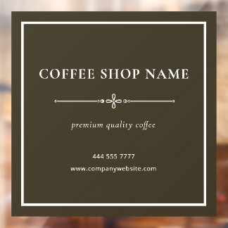 Autocollant Pour Fenêtre Enseigne de cadre blanc avec nom de café simple ma