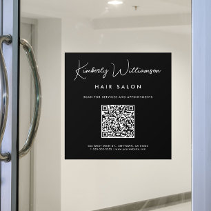 Autocollant Pour Fenêtre Enseigne de commerce chic écriture manuscrite QR C
