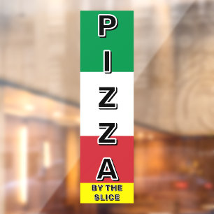 Autocollant Pour Fenêtre Enseigne de pizzeria Pizza à la tranche Drapeau it