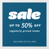 Autocollant Pour Fenêtre Enseigne de vente classique rétro bulle bleue (Feuille)