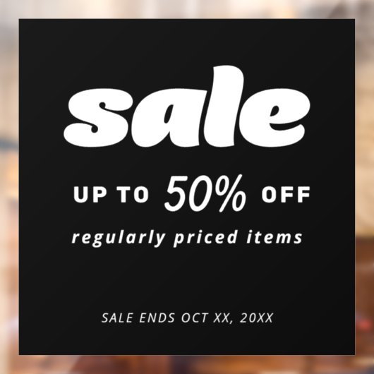 Autocollant Pour Fenêtre Enseigne de vente classique rétro bulle noir (Feuille 2)