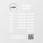 Autocollant Pour Fenêtre Enseigne des heures d'ouverture avec QR code - Mod (Feuille)