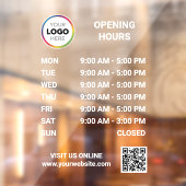 Autocollant Pour Fenêtre Enseigne des heures d'ouverture avec QR code - Mod (Feuille 2)