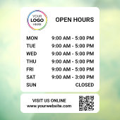 Autocollant Pour Fenêtre Enseigne des heures d'ouverture avec QR code - Mod (Feuille 3)