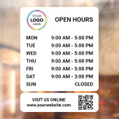 Autocollant Pour Fenêtre Enseigne des heures d'ouverture avec QR code - Mod (Feuille 2)