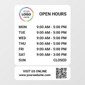Autocollant Pour Fenêtre Enseigne des heures d'ouverture avec QR code - Mod (Feuille)