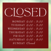 Autocollant Pour Fenêtre Enseigne élégante serif marron Heures d'ouverture  (Feuille 3)