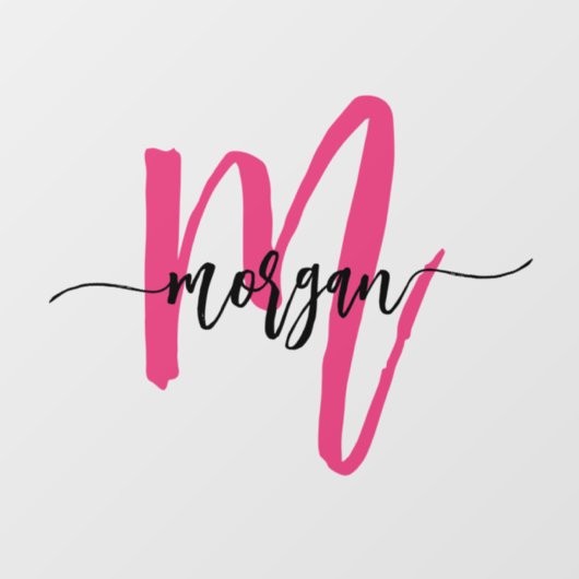 Autocollant Pour Fenêtre Enseigne Monogramme Rose Clair Entreprise Société (Feuille)
