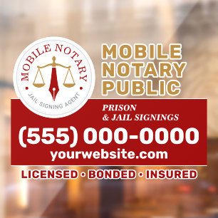 Autocollant Pour Fenêtre Ensignes Notaire Mobile Personnalisé Droit Or Roug