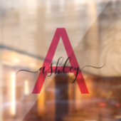 Autocollant Pour Fenêtre Entreprise Commerciale Nom Monogramme Rose Clair (Feuille 2)
