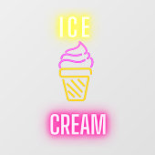 Autocollant Pour Fenêtre Entreprise de cônes de glace néon faux (Feuille)