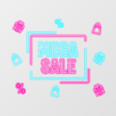 Autocollant Pour Fenêtre Entreprise de Faux Soldes Mega Neon (Feuille)
