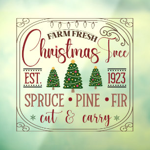 Autocollant Pour Fenêtre Entreprise de Noël fraîchement coupée à la ferme
