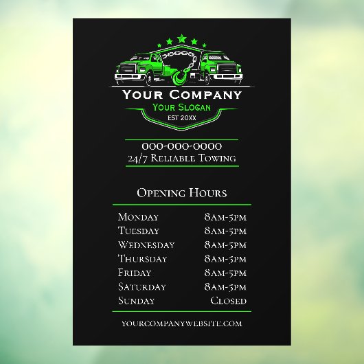 Autocollant Pour Fenêtre Entreprise de remorquage professionnelle, Heures d (Feuille 3)