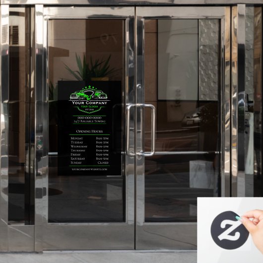 Autocollant Pour Fenêtre Entreprise de remorquage professionnelle, Heures d (Porte de bureau)