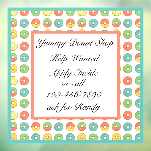 Autocollant Pour Fenêtre Entreprise de salon de café Donut Personnaliser Ai (Feuille 3)