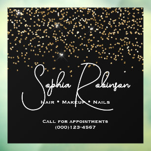 Autocollant Pour Fenêtre Entreprise de salon élégant à paillettes noires et