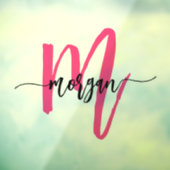 Autocollant Pour Fenêtre Entreprise Nom Monogramme Rose Chaud (Feuille 3)