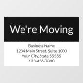 Autocollant Pour Fenêtre Entreprise Nous déménageons Faire-part noir et bla (Feuille)