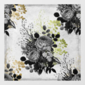 Autocollant Pour Fenêtre Ephemera Black & Gold Floral (Feuille)