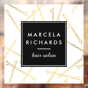Autocollant Pour Fenêtre Épingles à cheveux en or chic Salon de coiffure