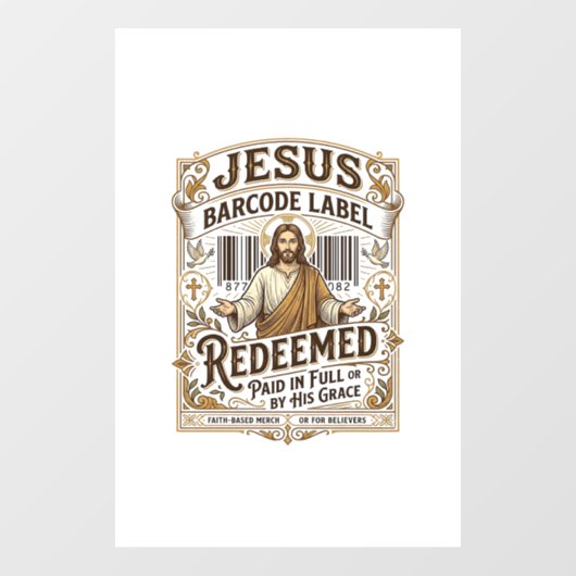 Autocollant Pour Fenêtre étiquette de code-barres Jésus Rachetée Jésus code (Feuille)