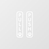 Autocollant Pour Fenêtre Étiquette Empreinte de patte PULL PUSH (Feuille)