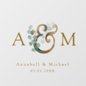 Autocollant Pour Fenêtre Eucalyptus, Ampersand, Monogramme, Mariage (Feuille)