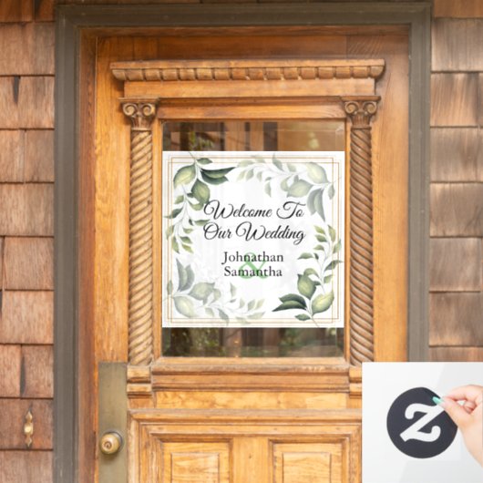 Autocollant Pour Fenêtre Eucalyptus verdure couronne signe de couple de mar (Porte d'accueil)