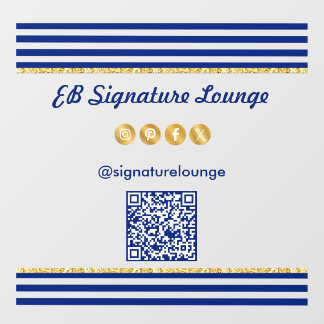Autocollant Pour Fenêtre Executive Navy Blue Stripes & Gold QR Code