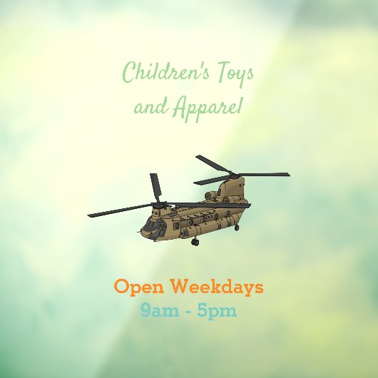 Autocollant Pour Fenêtre Exemple d'hélicoptère militaire Chinook (Feuille 3)