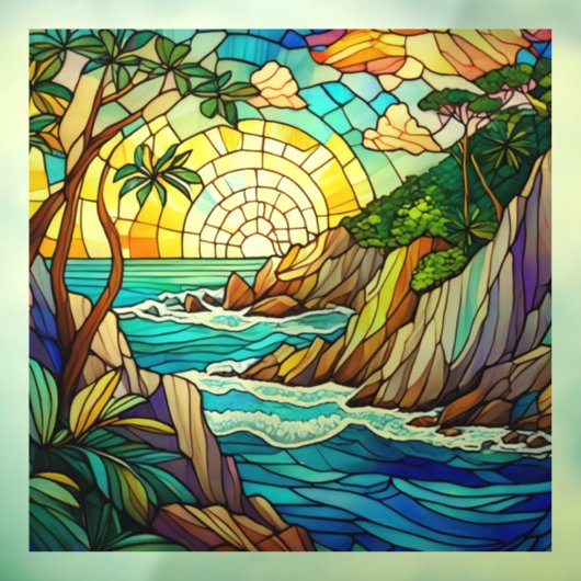 Autocollant Pour Fenêtre falaises de plage tropicale 2 vitraux (Feuille 3)