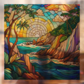 Autocollant Pour Fenêtre falaises de plage tropicale 2 vitraux (Feuille 2)
