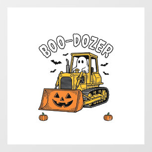 Autocollant Pour Fenêtre Fantôme d'Halloween Boo Dozer Bulldozer Drôle_1