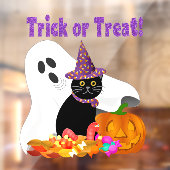 Autocollant Pour Fenêtre Fantôme d'Halloween et chat noir (Feuille 2)