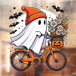 Autocollant Pour Fenêtre Fantôme rétro sur Halloween à vélo