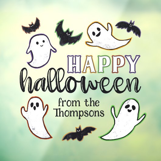 Autocollant Pour Fenêtre Fantômes et chauves-souris en mouvement Halloween (Feuille 3)
