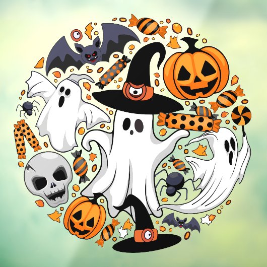 Autocollant Pour Fenêtre Fantômes Monstres mignons Éffrayants et Déplaisant (Feuille 3)