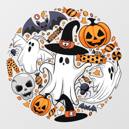 Autocollant Pour Fenêtre Fantômes Monstres mignons Éffrayants et Déplaisant (Feuille)