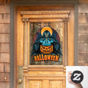 Autocollant Pour Fenêtre Faucheuse Citrouille d'Halloween 