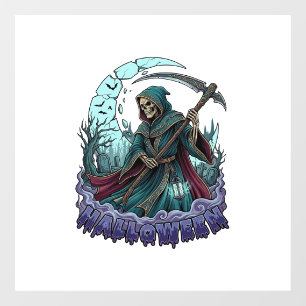 Autocollant Pour Fenêtre Faucheuse d'Halloween Lanterne Lune Brisée_1