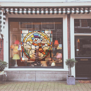 Autocollant Pour Fenêtre Faux Bonhomme de Neige en Verre Teinté Grand Forma