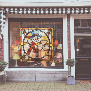 Autocollant Pour Fenêtre Faux Bonhomme de Neige en Verre Teinté Grand Forma