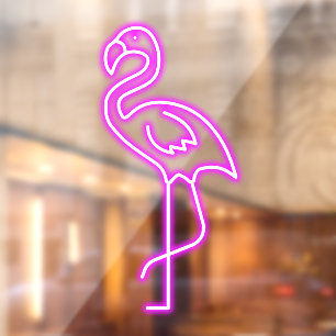 Autocollant Pour Fenêtre Faux Flamant Rose Néon Tropical Devanture de Magas