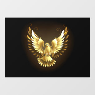 Autocollant Pour Fenêtre Faux Gold Foil Peace Dove en noir