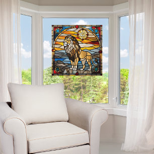 Autocollant Pour Fenêtre Faux Lion en Verre Coloré