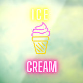 Autocollant Pour Fenêtre Faux Neon Ice Cream Cone Business (Feuille 3)